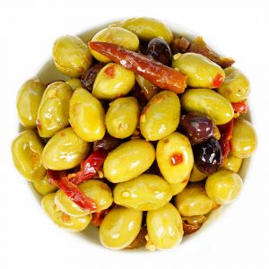 Olives cocktail EXOTIQUE - TERRIA - Grossiste alimentaire, Importateur, Fabricant d'olives, tapenade, fruits secs et épices
